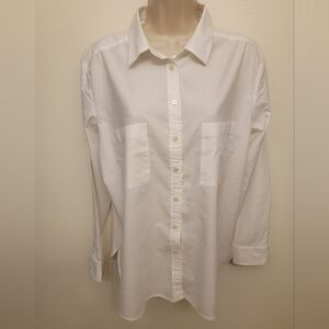 NWT Loft Ladies Crisp White Long Sleeve Button Down Shirt